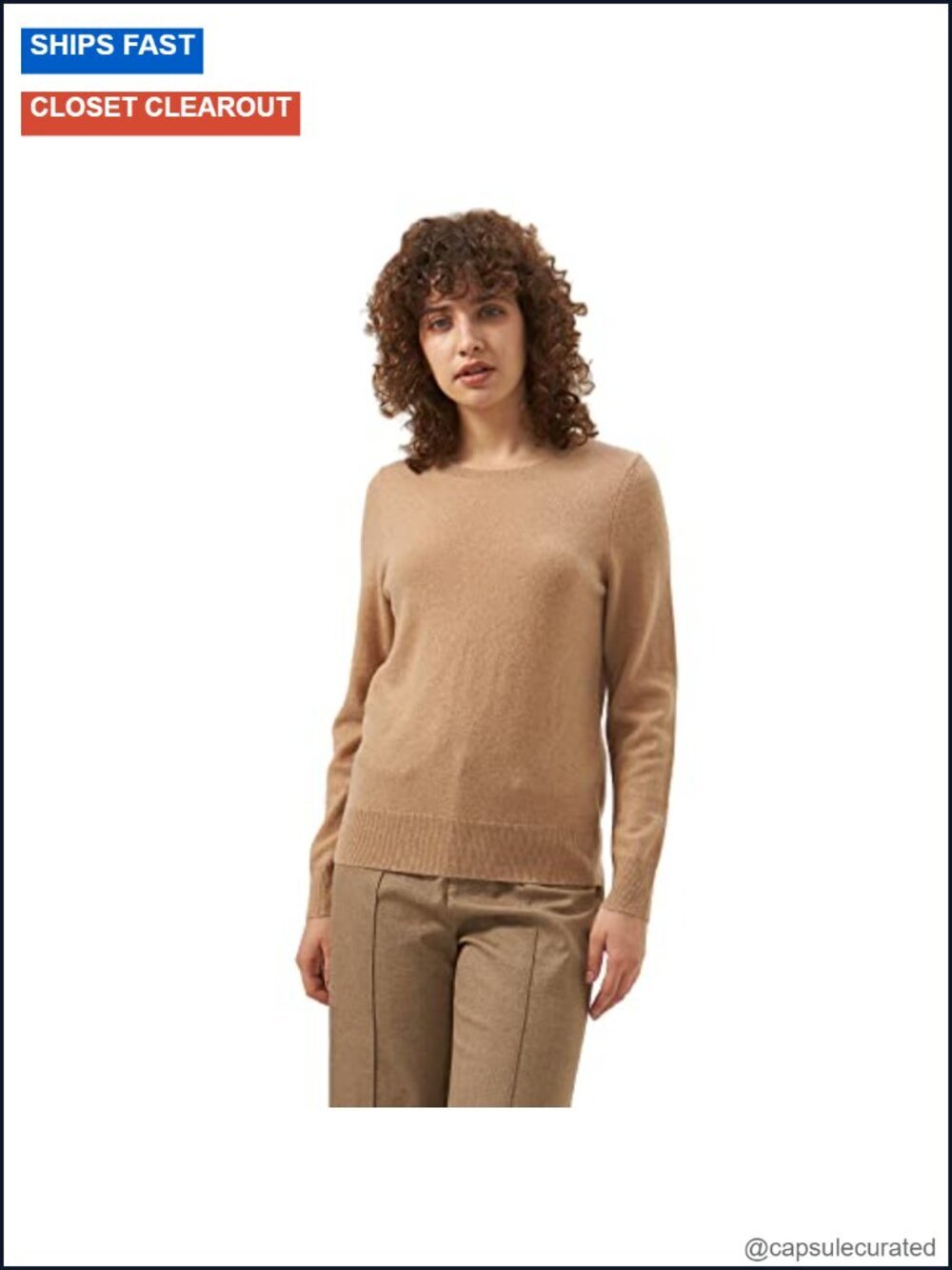 Cashmere Crewneck Long Sleeve Pullover Sweater Women's Soft Knit
